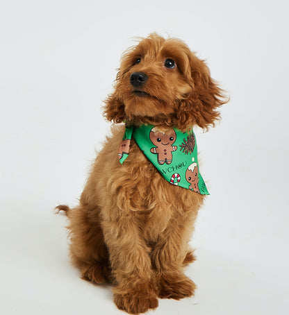 Pawchou Christmas Green Bandana